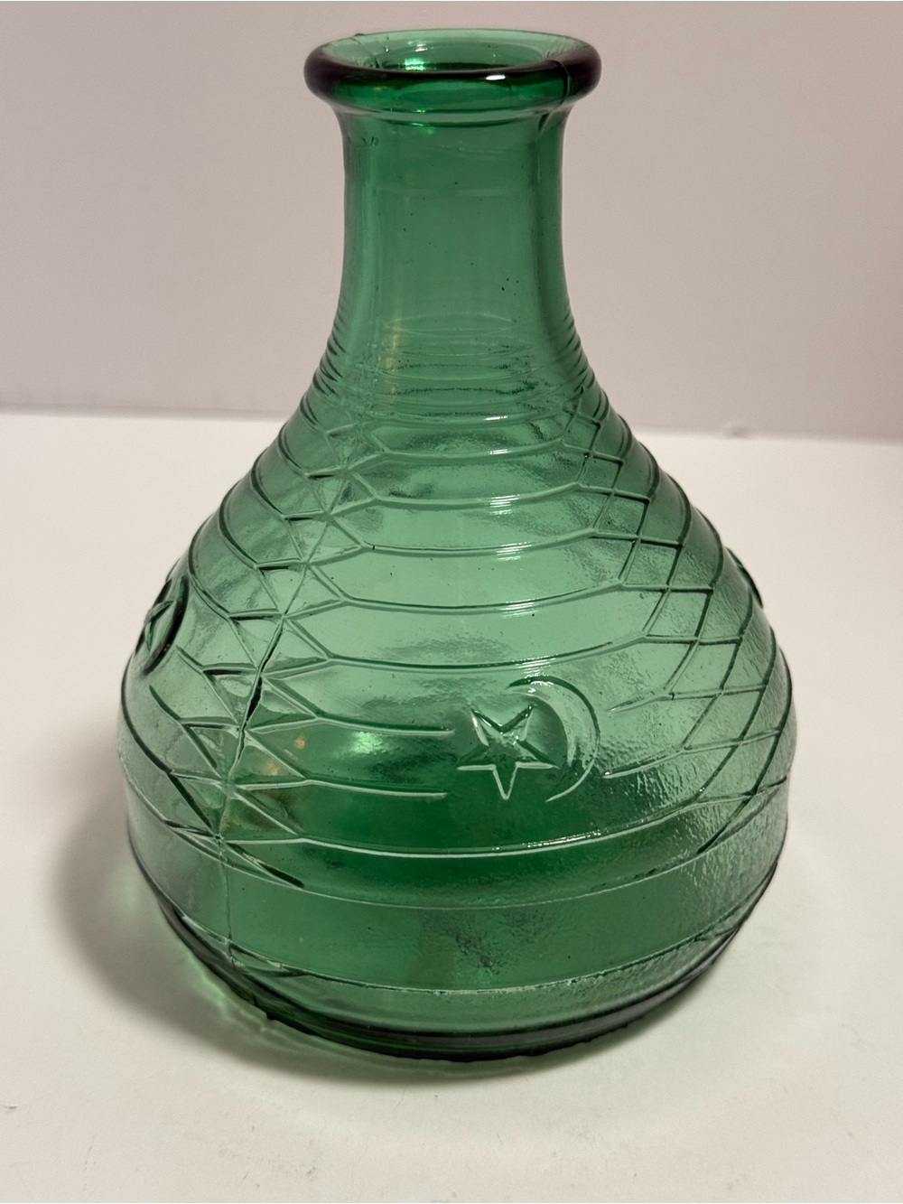 Vintage Green Glass Crescent Moon Star Mastercraft Italy Vase